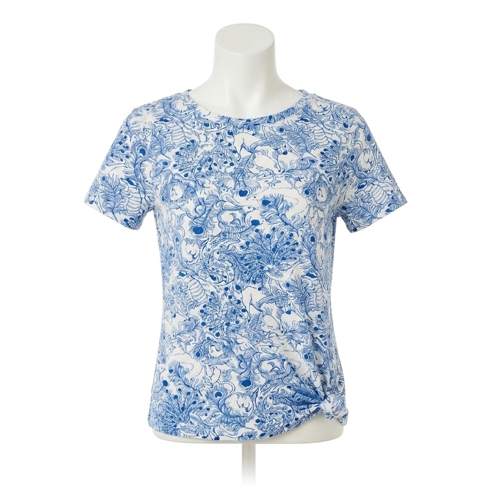 NEW LILLY PULITZER key west top in starlight navy zoology